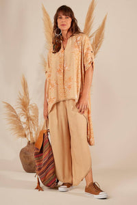 Yacamim Dark Beige Palazzo Pants with Side Slits A4