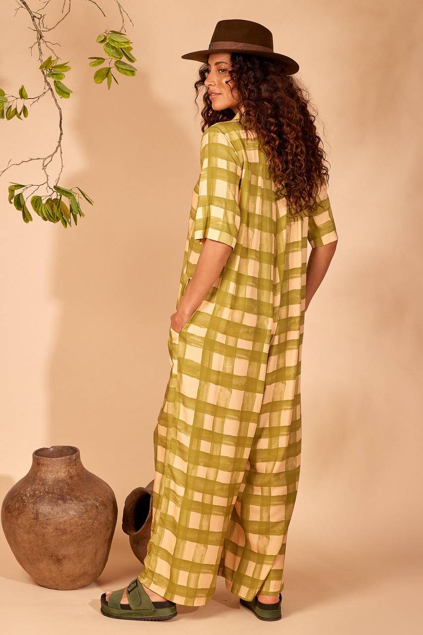 Yacamim Wide Jumpsuit with Short Sleeves and Pockets