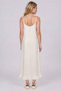 Vestido Mullet Com Babados Bege Nature Yacamim D12