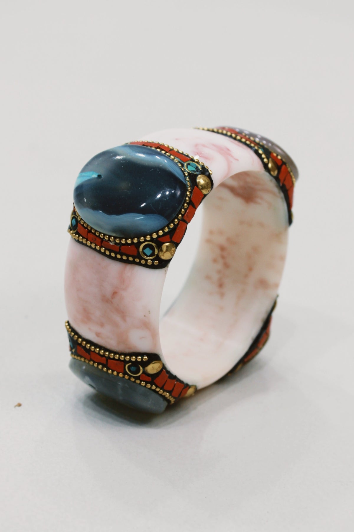 Yacamim Wide Ceramic Bracelet with Stones #580