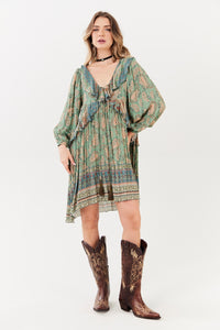 Short Dress with Lurex Long Sleeves Yacamim D14