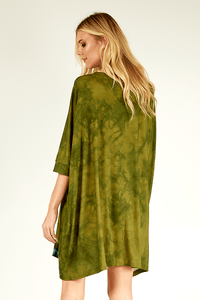 Yacamim Women's Digital Tie-Dye Green Peace and Love Tunic Top
