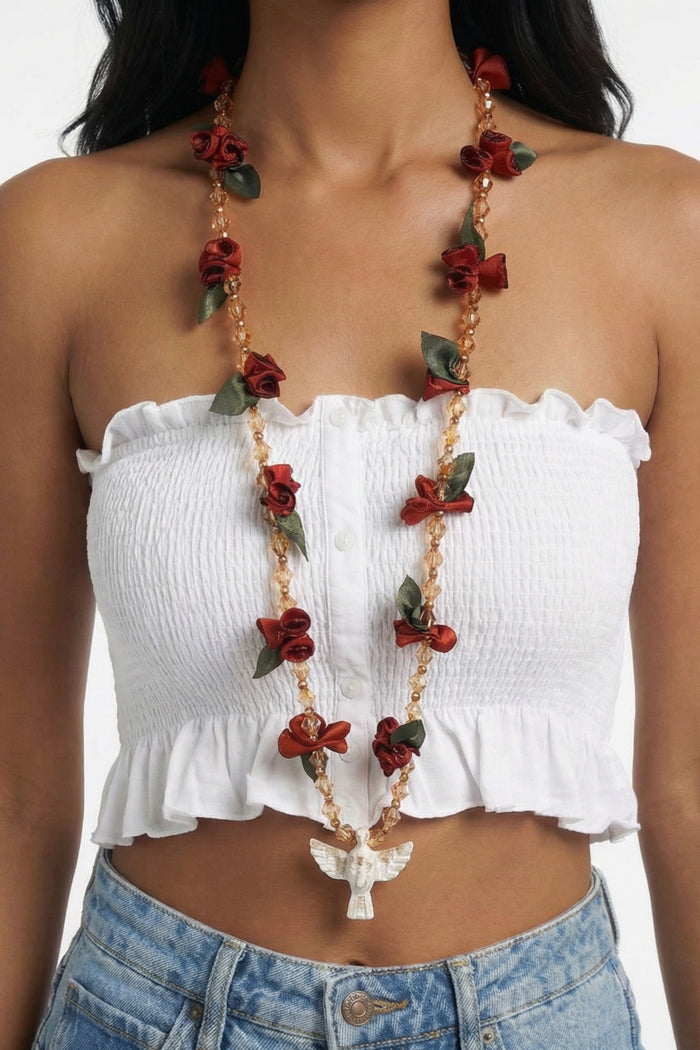 Yacamim Terracotta Holy Spirit Flowers Necklace #590