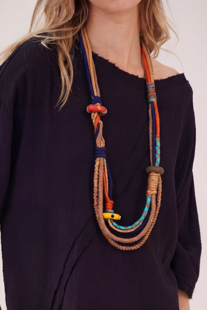 Handcrafted Necklace with Colorful Yacamim Ropes #872