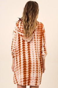 Yacamim N5 Brown Digital Tie-Dye Short Hooded Shirt