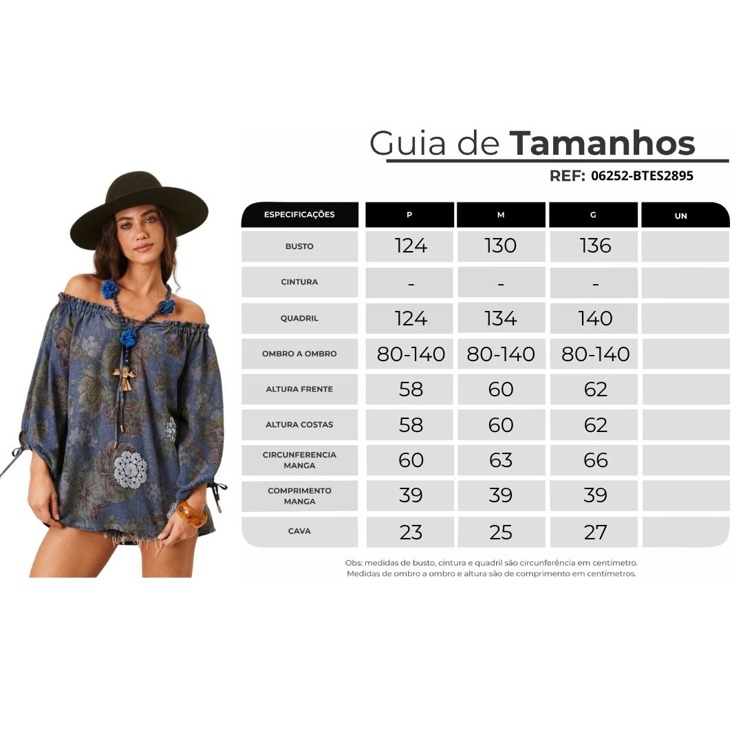 Petrol Blue Gypsy Blouse Paraty Yacamim R1