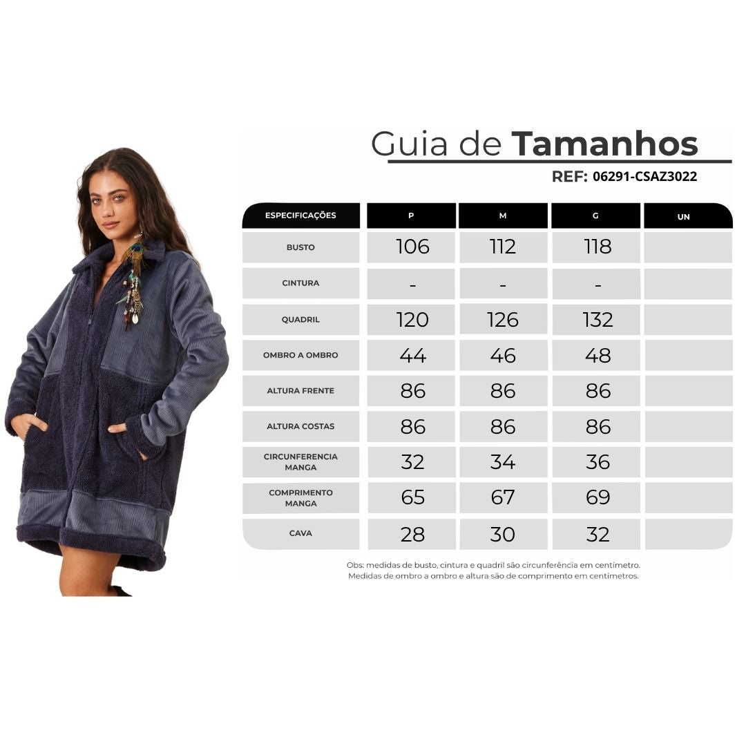 Yacamim Petrol Blue Plush Coat With Pockets K2