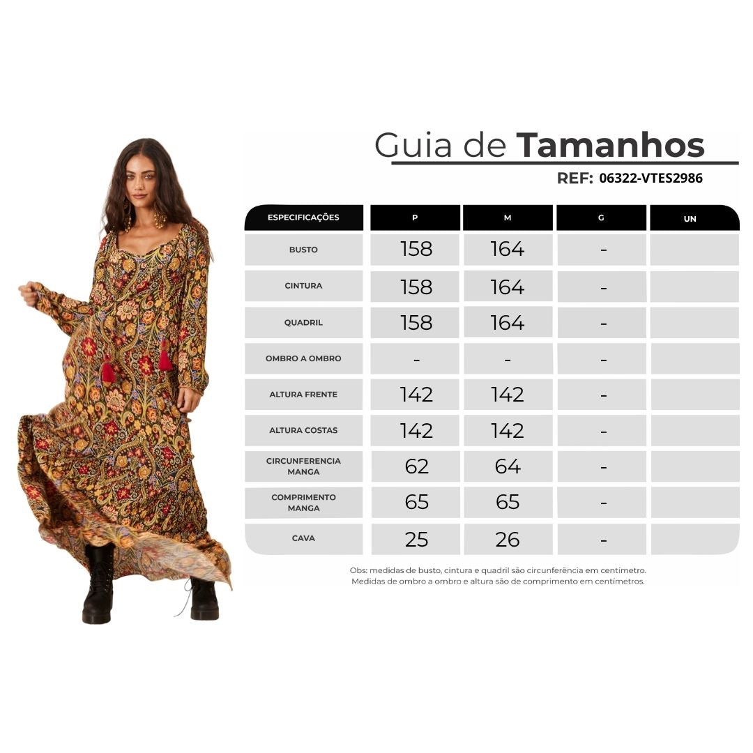 Yacamim D1 Printed Long Sleeve Long Dress