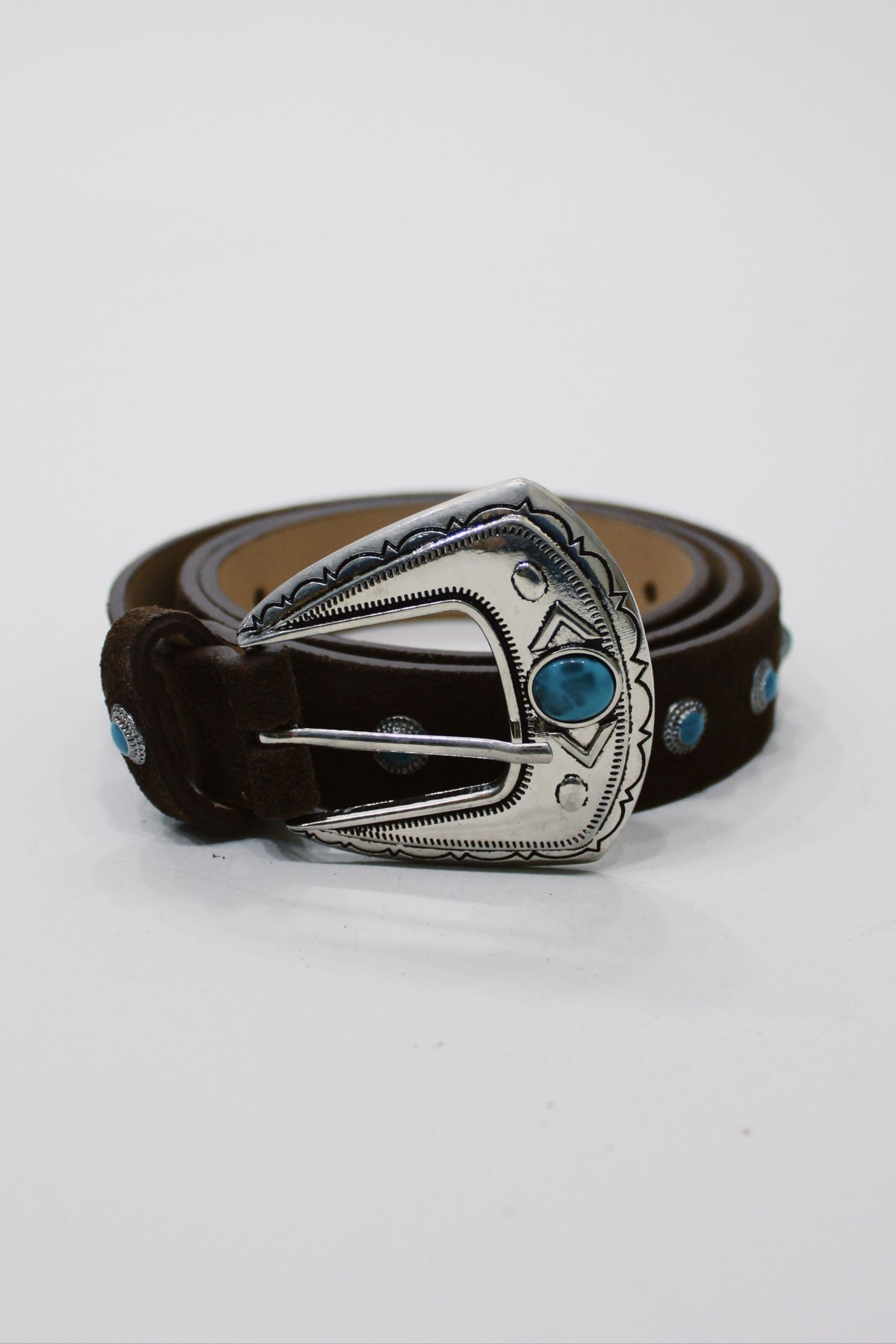 Dark Brown Leather Belt with Yacamim Metal Buckle #674