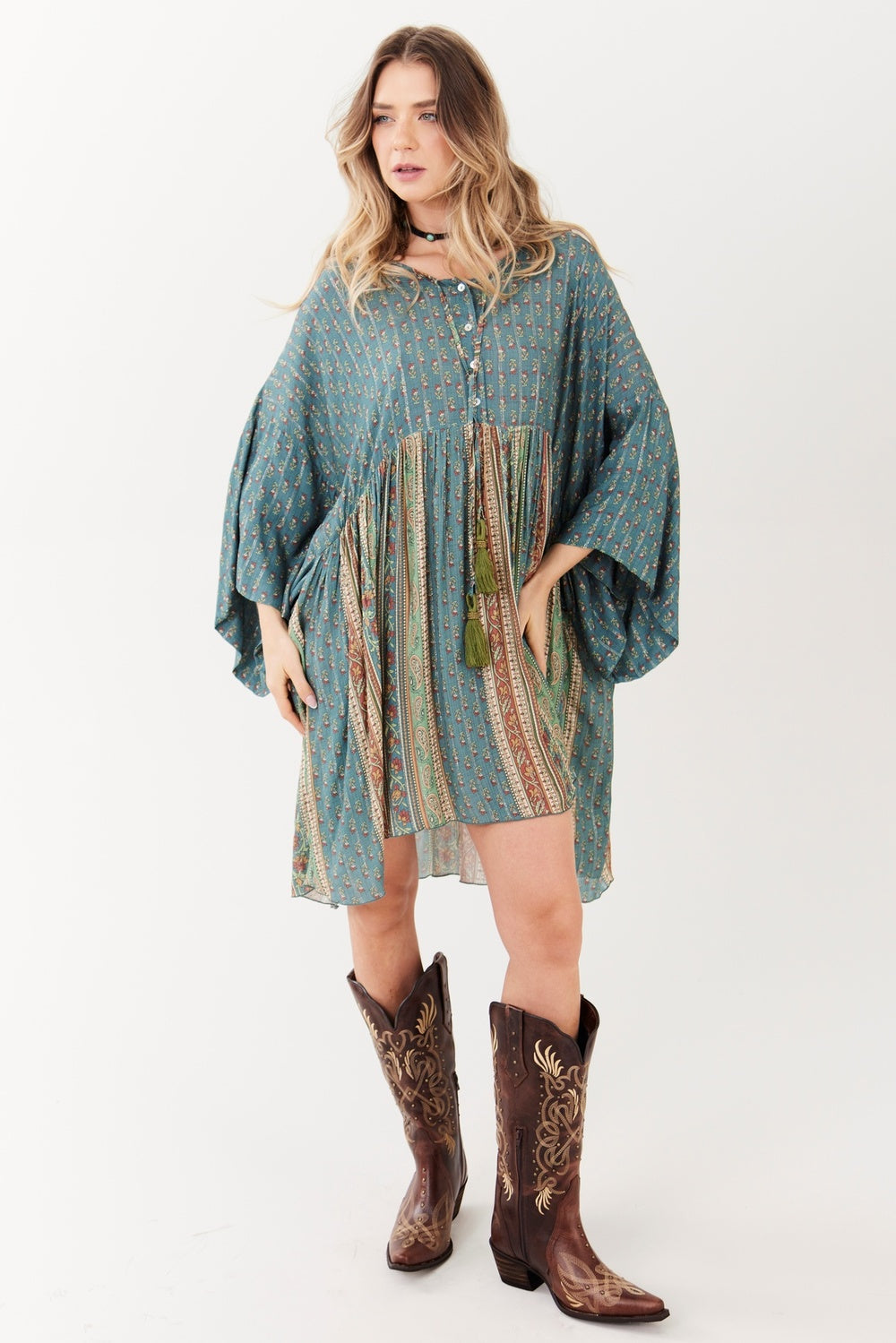 Yacamim E24 Short Dress with Long Sleeves