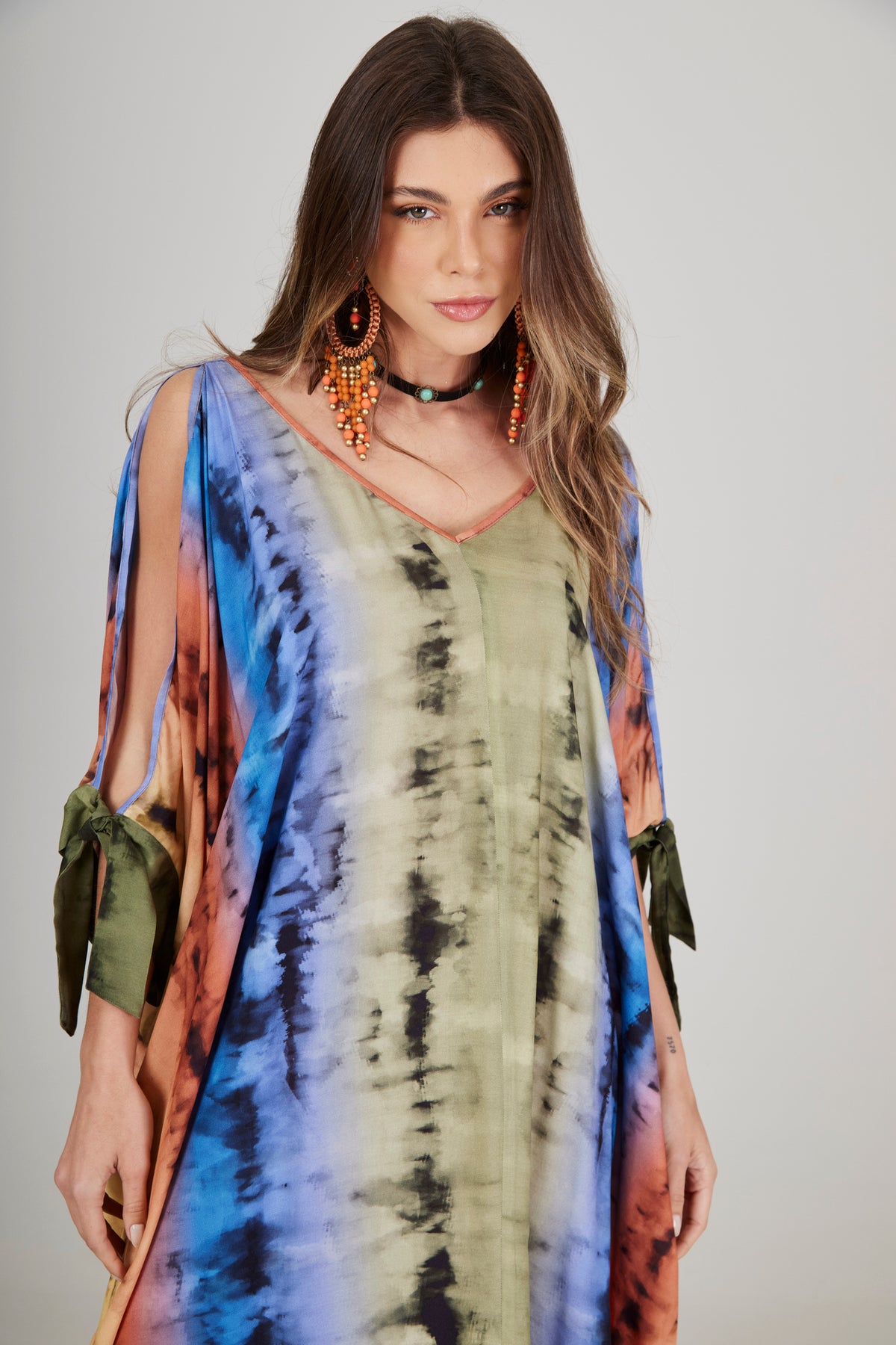Kaftan Long Tie-Dye Digital Colorful Yacamim J8