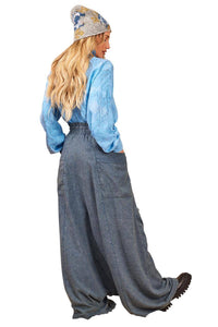 Yacamim H5 High-Waisted Blue Mélange Harem Pants