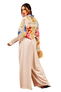 Yacamim Light Beige Sarouel Palazzo Pants with Pockets