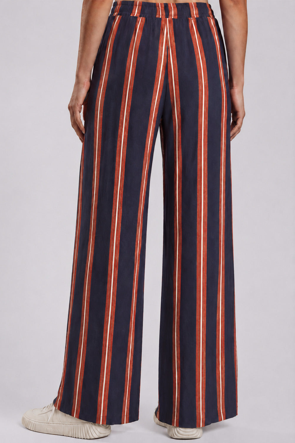 Calça Pantalona Azul Marinho E Vermelha Listrada Yacamim S6