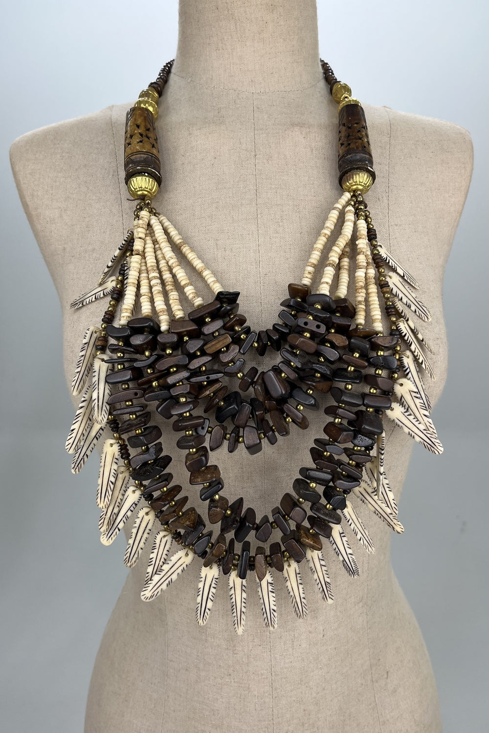 Handmade Long Necklace with Yacamim Wood #171