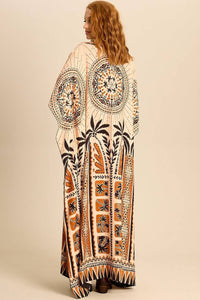 Yacamim J5 Wide Beige Printed Kaftan