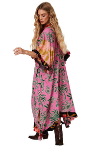 Yacamim J2 Loose Kaftan with Printed Rose Patchwork