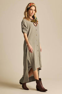 Yacamim C9 Extended Back Midi Dress in Green Tone