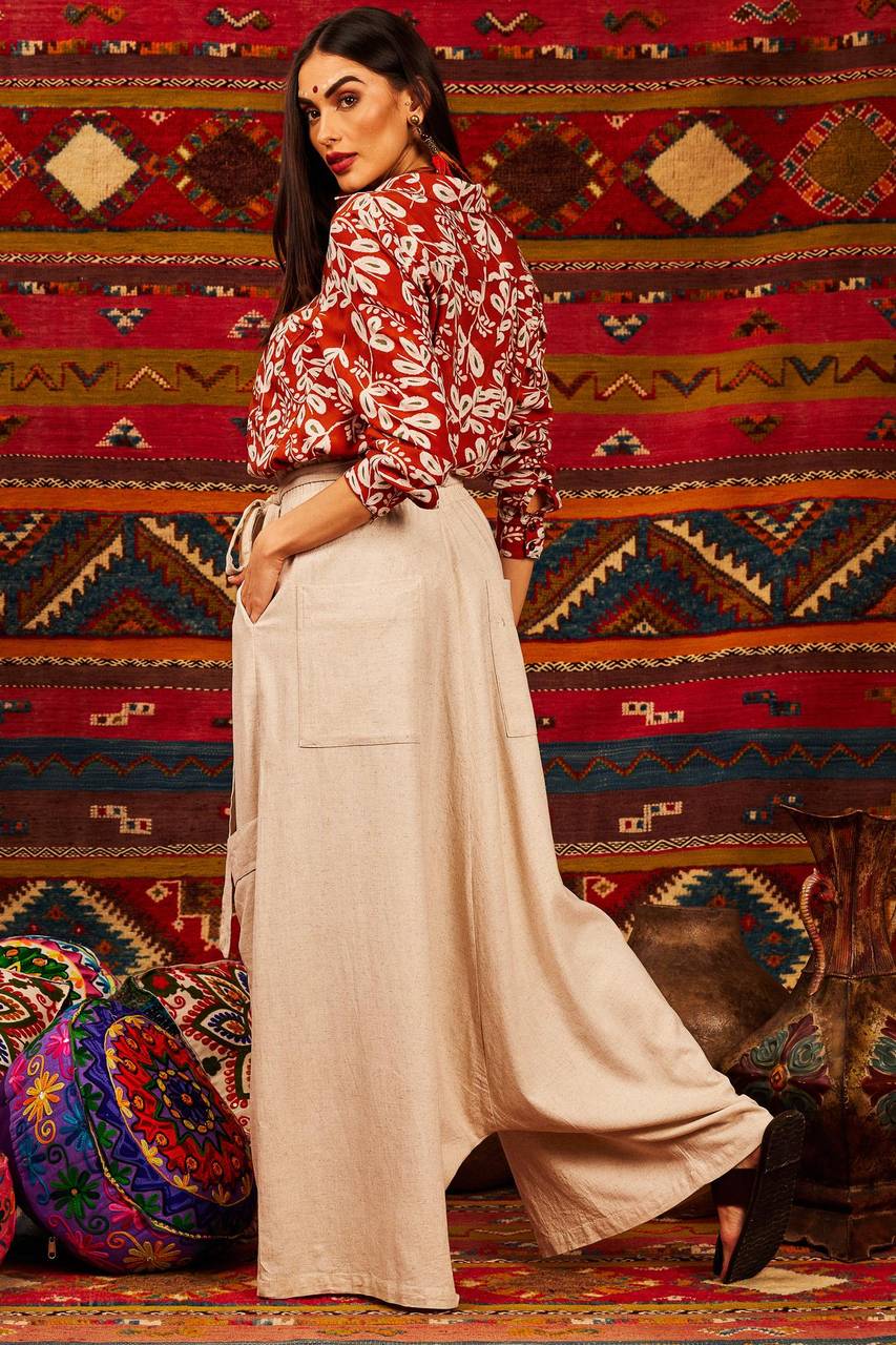 Yacamim Beige Sarouel Trousers with Pockets
