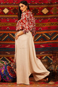 Yacamim Beige Sarouel Trousers with Pockets