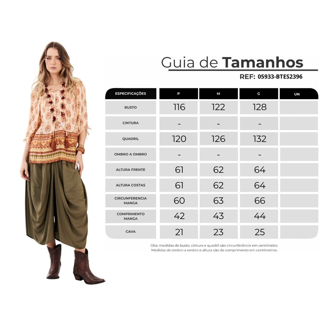 Yacamim B26 Printed Beige Lurex Gypsy Blouse