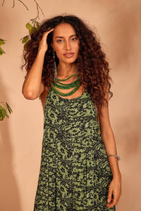 Yacamim Printed Jumpsuit with Eyelets on Straps