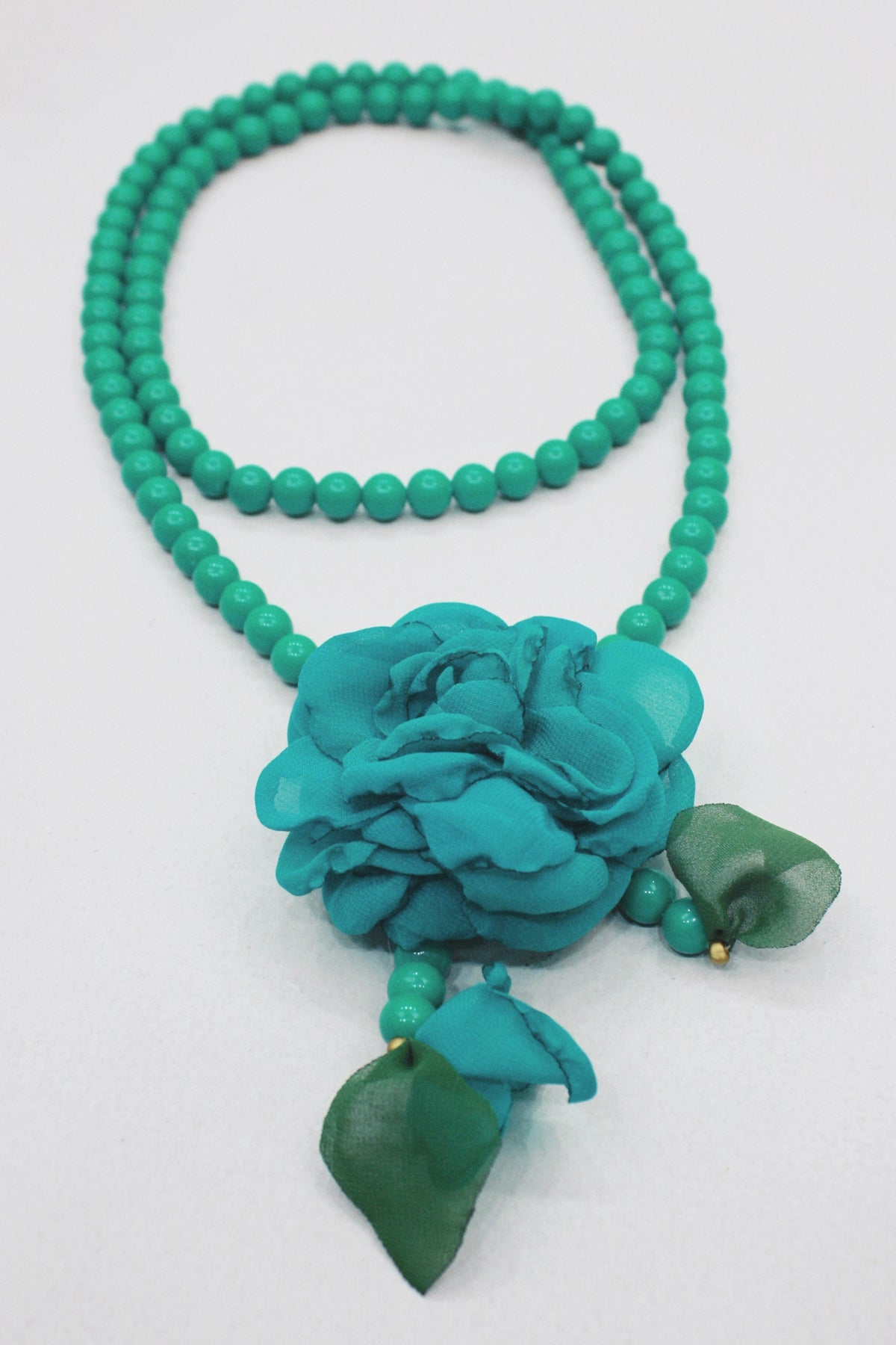 Necklace Hail Mary with Green Yacamim Flower #502