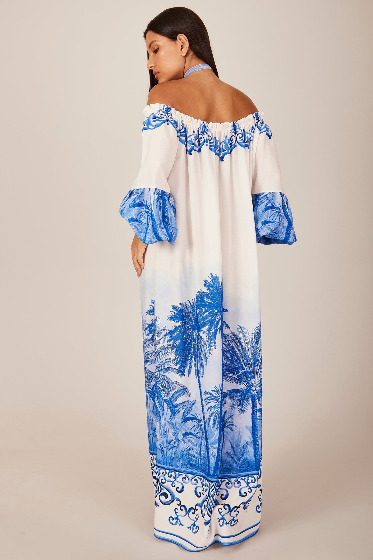 Yacamim C8 Printed Blue Gypsy Long Dress
