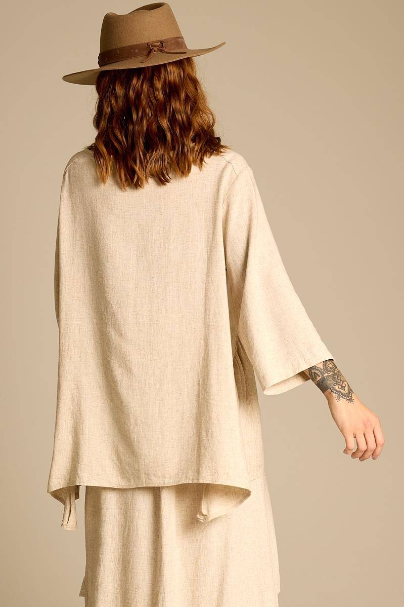 Yacamim Beige Linen Tunic with Points