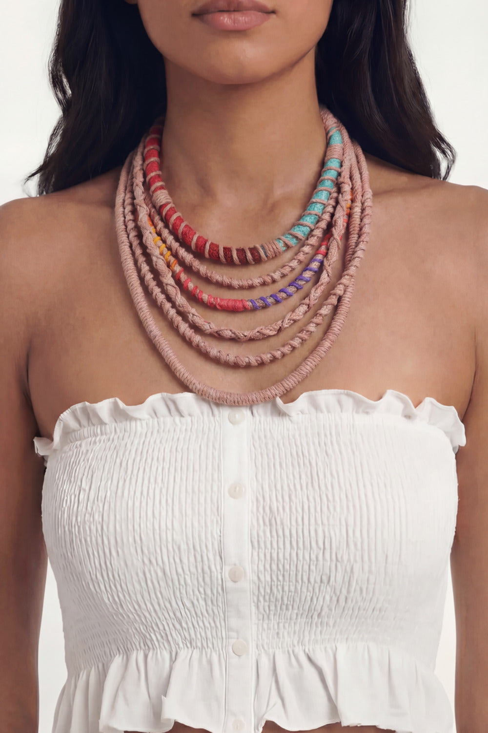 Handmade Necklace of Colorful Yacamim Ropes #1068