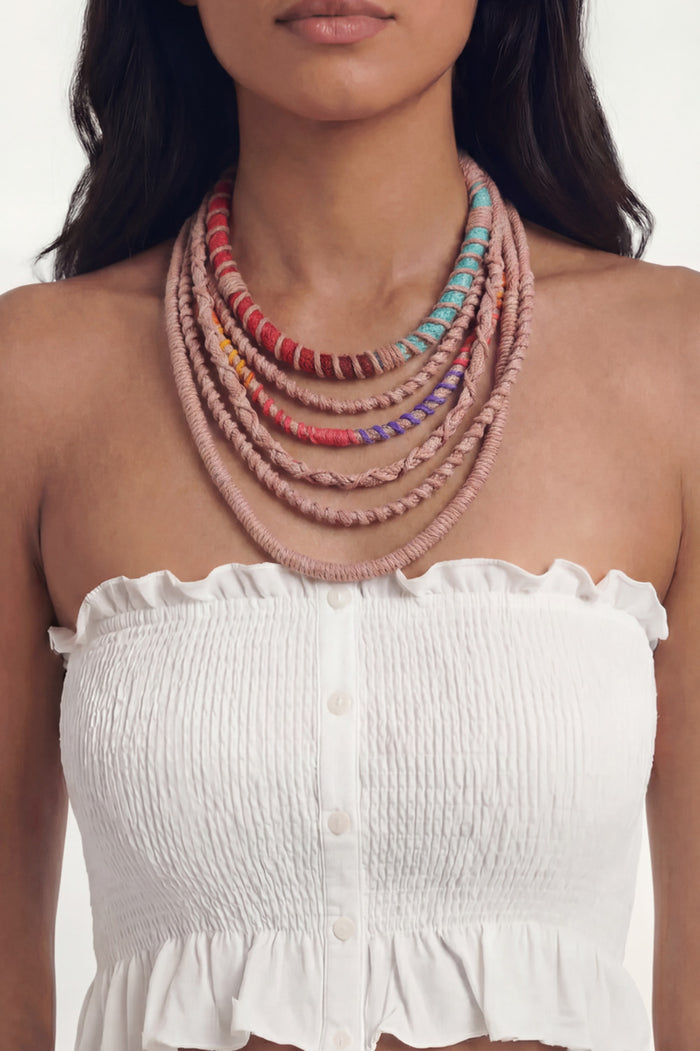 Handmade Necklace of Colorful Yacamim Ropes #1068