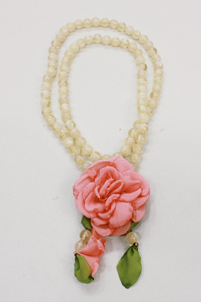Ave Maria Necklace with Yacamim Pink Flower #588