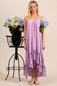 Yacamim Lilac Broderie Ruffle Adjustable Strap Mullet Dress D30