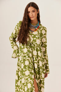 Yacamim C9 Printed Green Midi Dress