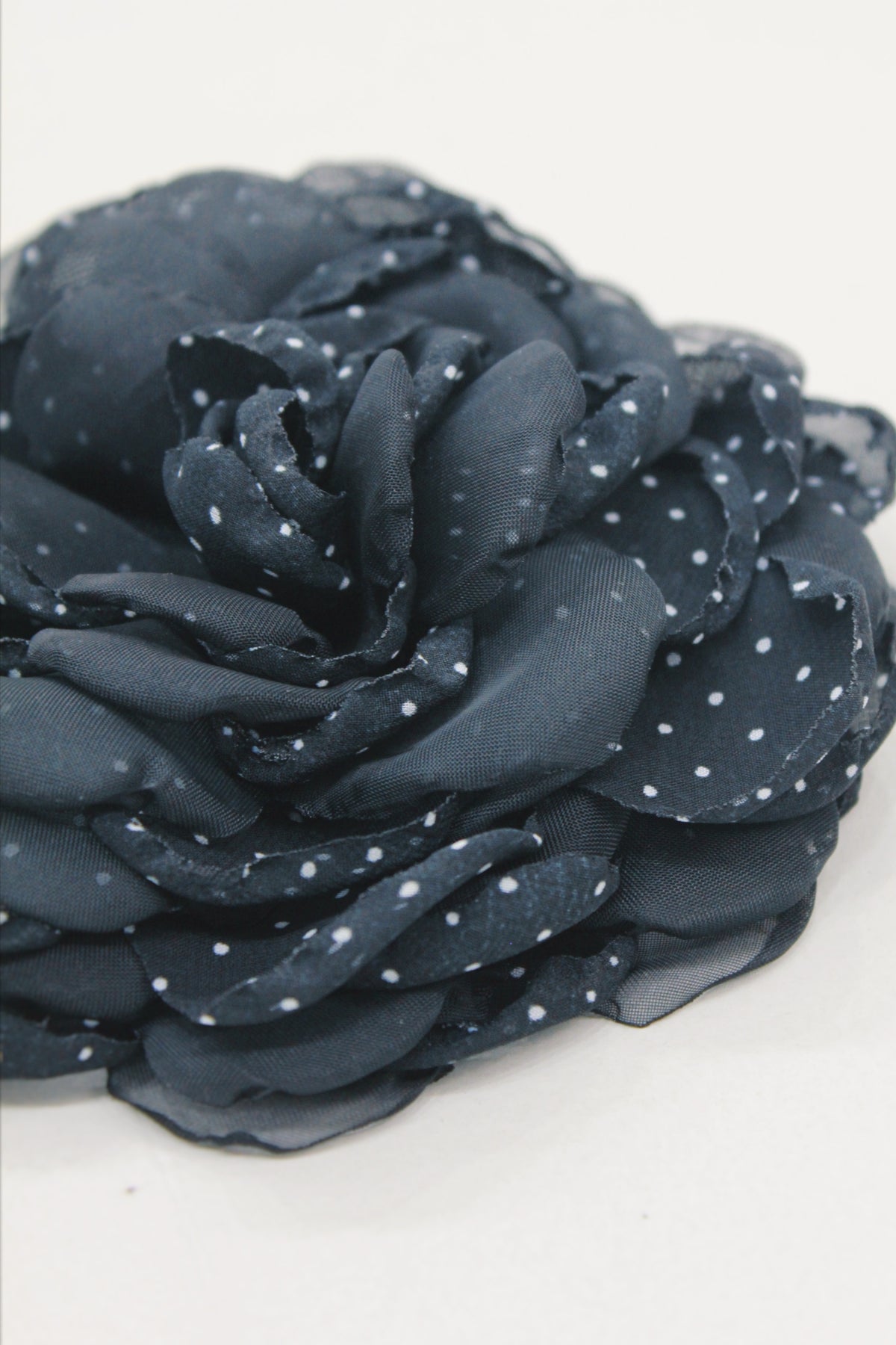 Yacamim Polka Dot Black Tulle Flower Hair Clip #610