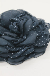 Yacamim Polka Dot Black Tulle Flower Hair Clip #610