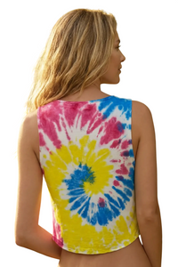 Cropped Regata Saída De Praia Tie Dye Estampa Digital Yacamim A29