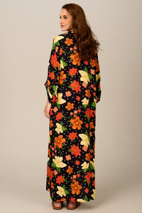 Yacamim N3 Black Floral Loose Long Shirt
