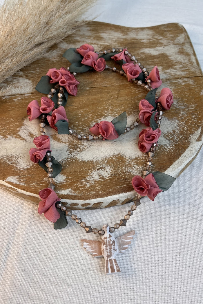 Holy Spirit Necklace Pink Flowers Yacamim #288