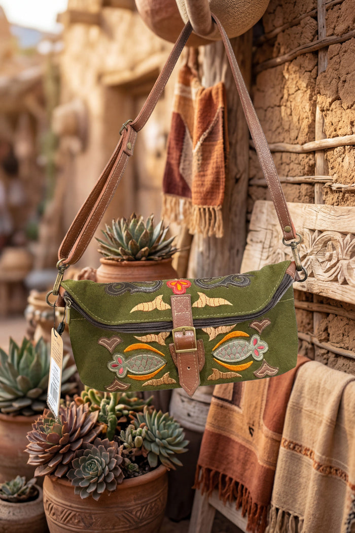 Yacamim Green Handmade Canvas Waist Bag