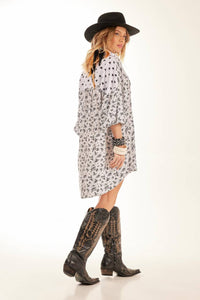 Yacamim White Patchwork Loose Short Shirt With Long Sleeves