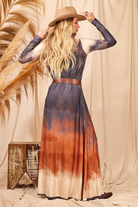 Yacamim Digital Tie Dye Grey Long Dress