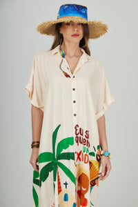 Caraíva Beige Midi Chemise Bahia Collection Yacamim Q3