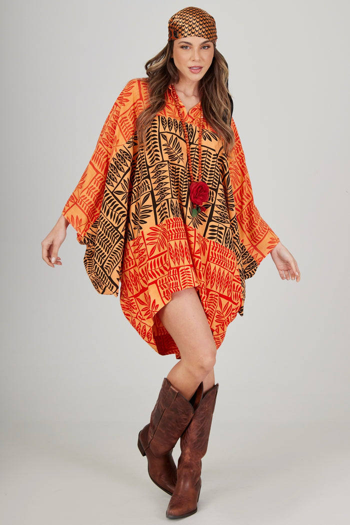 Yacamim Loose Orange Patchwork Robe B4