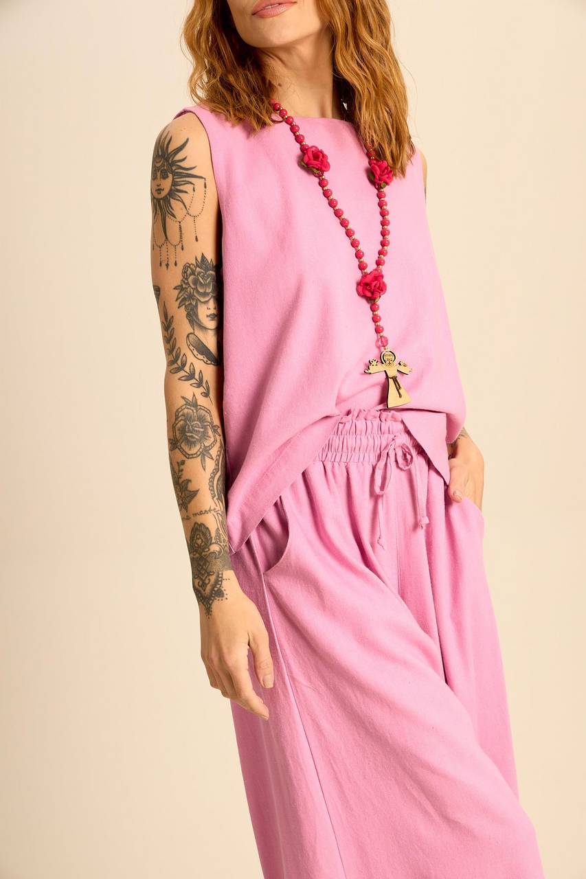 Yacamim A37 Pink Linen Culottes