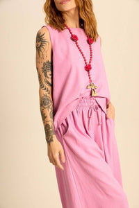 Yacamim A37 Pink Linen Culottes