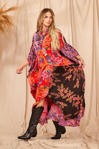 Yacamim Long Shirt Dress with Rose Patchwork
