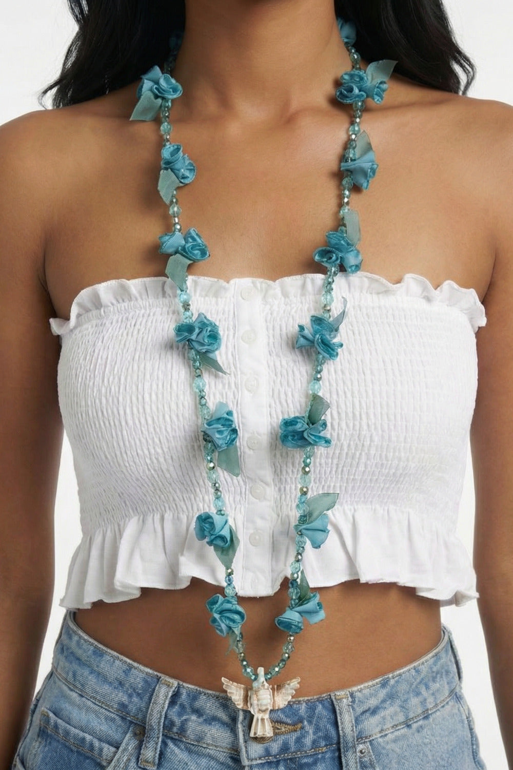 Holy Spirit Blue Flowers Yacamim Necklace #145