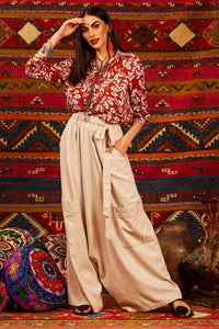Yacamim Beige Sarouel Trousers with Pockets
