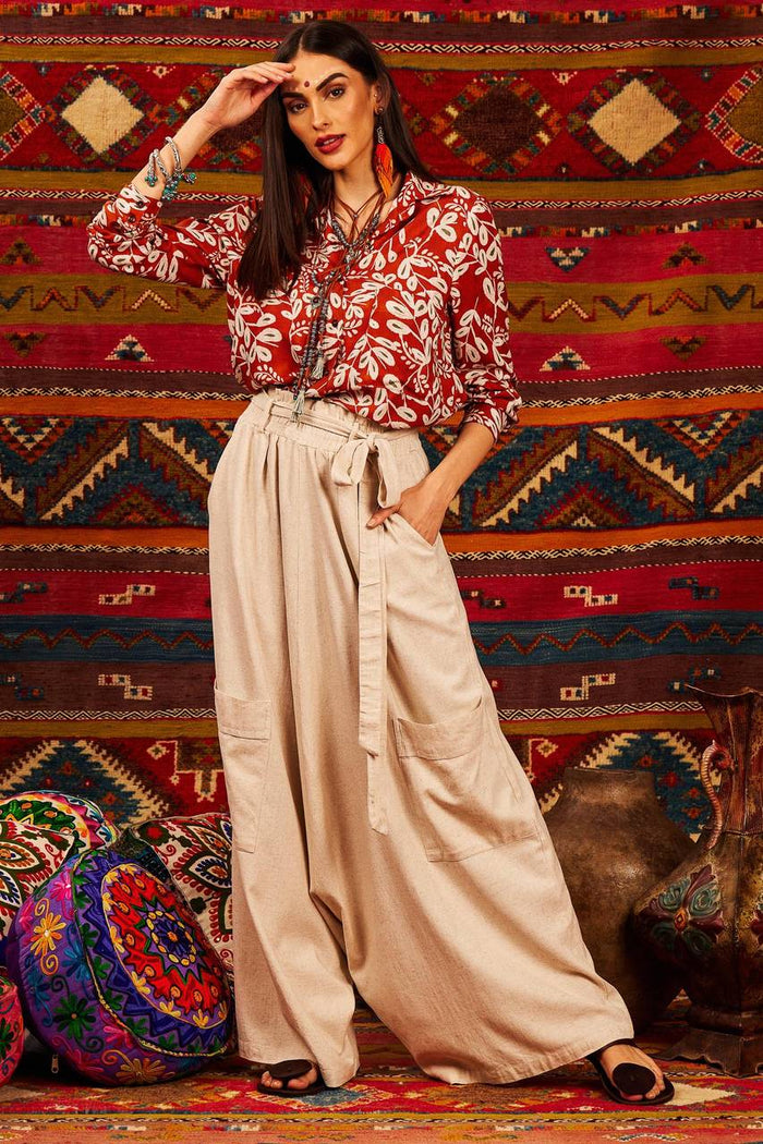 Yacamim Beige Sarouel Trousers with Pockets